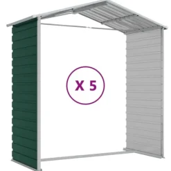 Skure, Garager & Carports^Trädgårdsskjut i galvaniserat stål - Robust förvaringslösning | Färg: Grön | Storlek: 191x470x198 cm