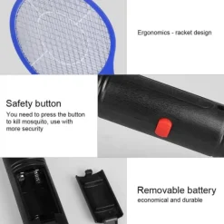 Outlet Trådløs Batteridrevet Elektrisk Fly Myggesmækker Bug Zapper Racket Insektdræber Blå Fluesmækkere