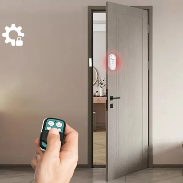 Hjemmealarmsystemer^Trådløs dør- og vinduesalarm med fjernbetjening - 1 magnetisk dørsensor og 2 alarmer
