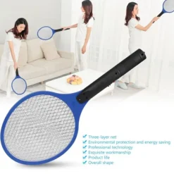 Trådløs Genopladelig Elektrisk Fly Myggesmækker Bug Zapper Racket Insektdræber Blå Fluesmækkere