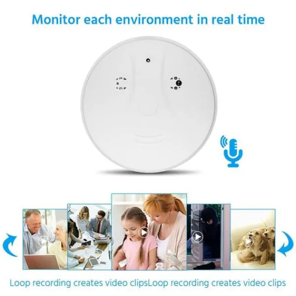 Online Trådlös Övervakningskamera / Spionkamera / Dold Kamera "Brandvarnare" med Rörelsesensor Sikkerhedsmonitorer & Videokameraer