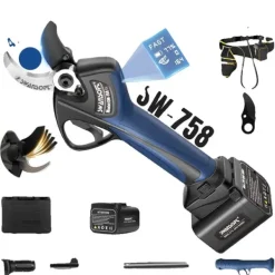 Haveværktøj^Trådløse beskærersakse, børsteløs motor, holdbare blade,to batterier, SW-758 B med pol