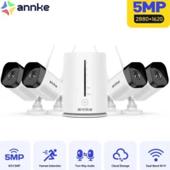 Clearance Trådløse sikkerhedskameraer, 5MP opløsning, nattevisionsfunktioner,5MP 4Stk Kamera Sikkerhedsmonitorer & Videokameraer