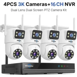 Clearance Trådløst CCTV-overvågningskit, 16CH NVR, 6MP HD-opløsning,Ingen, 16CH NVR 4 Kameraer Sikkerhedsmonitorer & Videokameraer