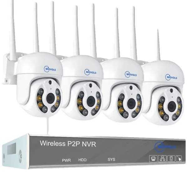 Sikkerhedsmonitorer & Videokameraer^Trådløst CCTV-system, AI-detektion, To-vejs lyd,10CH 3MP Med 4 PTZ, 1T