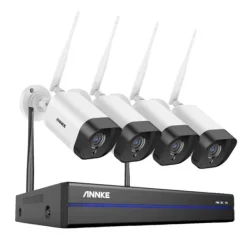Sikkerhedsmonitorer & Videokameraer^Trådløst CCTV-system, 5MP opløsning, tovejs lyd, 8CH NVR 4 stk kamera, 2T