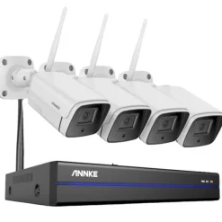 Best Trådløst CCTV-system, 5MP opløsning, tovejs lyd, 8CH NVR 4 stk kamera, 2T Sikkerhedsmonitorer & Videokameraer