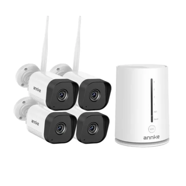 Online Trådløst CCTV-system, nattevisions teknologi, bevægelsesdetekteringsalarmer,4PCS Kamera Sikkerhedsmonitorer & Videokameraer