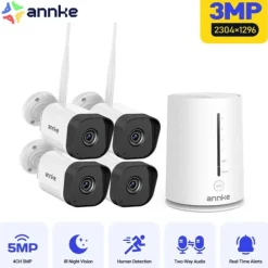 Online Trådløst CCTV-system, nattevisions teknologi, bevægelsesdetekteringsalarmer,4PCS Kamera Sikkerhedsmonitorer & Videokameraer