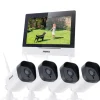 Sikkerhedsmonitorer & Videokameraer^Trådløst CCTV-system, 7-tommer berøringsskærm, tovejskommunikation,3MP 4PCS Kamera