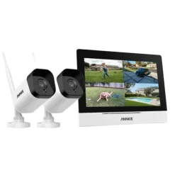 Sikkerhedsmonitorer & Videokameraer^Trådløst CCTV-system, 7-tommer berøringsskærm, tovejskommunikation,5MP 2PCS Kamera