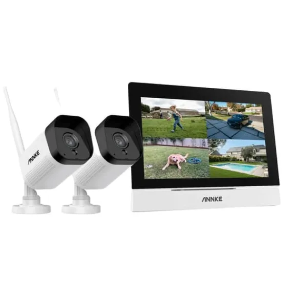 Hot Trådløst CCTV-system, 7-tommer berøringsskærm, tovejskommunikation,5MP 2PCS Kamera Sikkerhedsmonitorer & Videokameraer