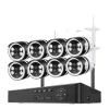New Trådløst CCTV-system, To-vejs lyd, Vandtæt, 1T, 8CH NVR 8 stk Cam 3MP Sikkerhedsmonitorer & Videokameraer