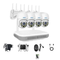 Sikkerhedsmonitorer & Videokameraer^Trådløst kamera kit, To-vejs lyd, Farve natvision, Ingen, 8CH NVR x 4 Cam 5MP