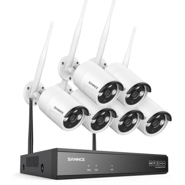 Discount Trådløst NVR CCTV-system, 5MP IP-kamera, Natvision, 1T, 8CH NVR 6Pcs Kits Sikkerhedsmonitorer & Videokameraer