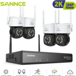 Clearance Trådløst Overvågningssystem, Nattesyn, 16 Kanal Indgang,3MP 71DC 4Stk Kamera, Ingen Sikkerhedsmonitorer & Videokameraer