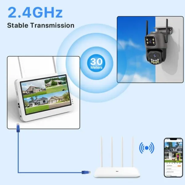 Hot Trådløst Overvågningssystem, 7-tommer LCD, H.265 Kompression,EU Stik, 8CH, Ingen Sikkerhedsmonitorer & Videokameraer