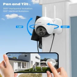 Sikkerhedsmonitorer & Videokameraer^Trådløst sikkerhedskamera, 2MP, 130° synsvinkel, 360° bevægelsesområde, nattevisionsområde 15m, solcelledrevet