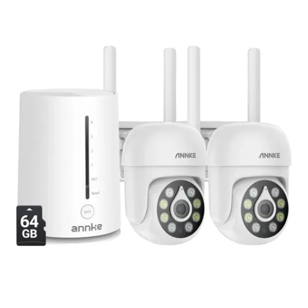 New Trådløst Sikkerhedskamera, 5MP Opløsning, Nattesynsfunktion,I51CP 2Pcs med 64G Sikkerhedsmonitorer & Videokameraer