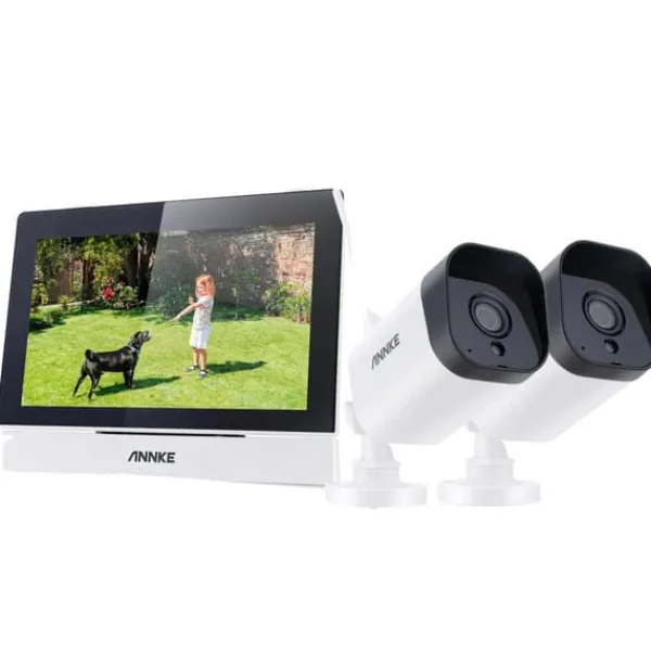 Sikkerhedsmonitorer & Videokameraer^Trådløst sikkerhedskamerasystem, 7" LCD-monitor, 4CH WiFi-funktionalitet, 3MP høj opløsning