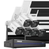 Sikkerhedsmonitorer & Videokameraer^Trådløst sikkerhedssystem, 3MP opløsning, 10 tommer LCD NVR,2T, 8CH 6 stk. kamera