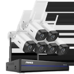 Sikkerhedsmonitorer & Videokameraer^Trådløst sikkerhedssystem, 3MP opløsning, 10 tommer LCD NVR,2T, 8CH 6 stk. kamera