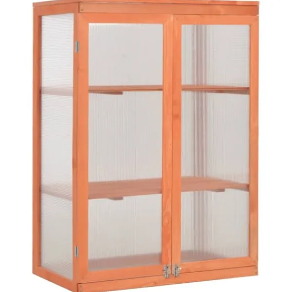 Drivhus^Trædrivhus med 2 hylder | 75x47x109 cm | Materiale: PC-plade & træ