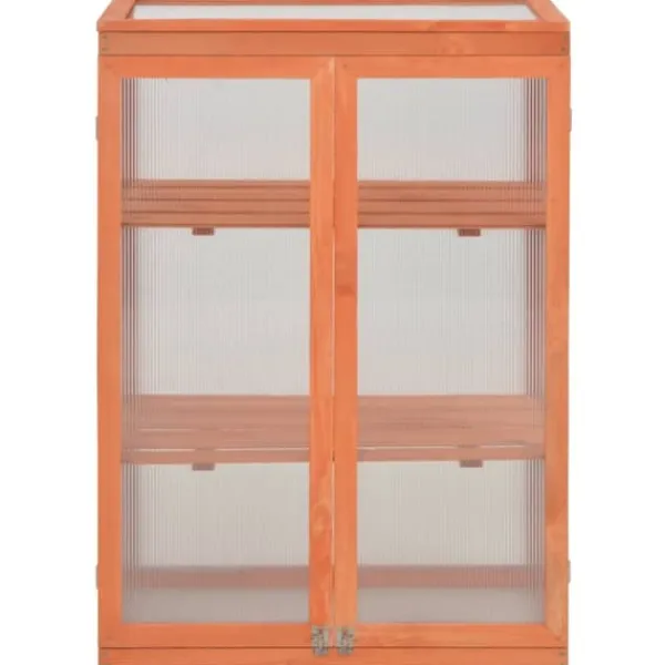 Drivhus^Trædrivhus med 2 hylder | 75x47x109 cm | Materiale: PC-plade & træ