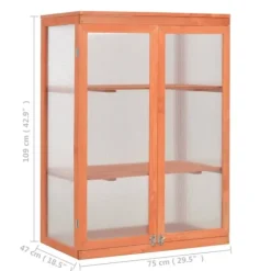 Drivhus^Trædrivhus med 2 hylder | 75x47x109 cm | Materiale: PC-plade & træ