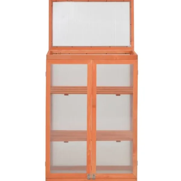 Drivhus^Trædrivhus med 2 hylder | 75x47x109 cm | Materiale: PC-plade & træ