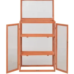 Drivhus^Trædrivhus med 2 hylder | 75x47x109 cm | Materiale: PC-plade & træ