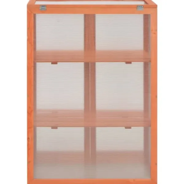 Drivhus^Trædrivhus med 2 hylder | 75x47x109 cm | Materiale: PC-plade & træ