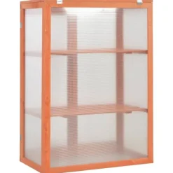 Drivhus^Trædrivhus med 2 hylder | 75x47x109 cm | Materiale: PC-plade & træ