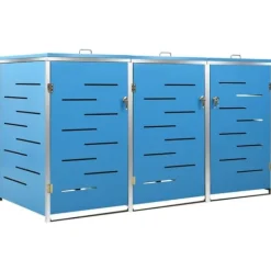 Skure, Garager & Carports^Tredobbelt skraldespandsskjuler i rustfrit stål | Størrelse: 207x77,5x112,5 cm
