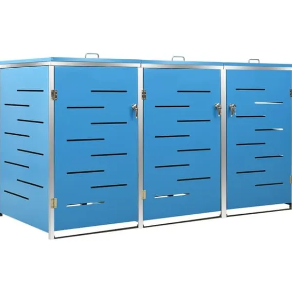 Skure, Garager & Carports^Tredobbelt skraldespandsskjuler i rustfrit stål | Størrelse: 207x77,5x112,5 cm