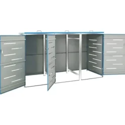 Skure, Garager & Carports^Tredobbelt skraldespandsskjuler i rustfrit stål | Størrelse: 207x77,5x112,5 cm