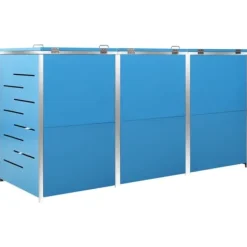 Skure, Garager & Carports^Tredobbelt skraldespandsskjuler i rustfrit stål | Størrelse: 207x77,5x112,5 cm