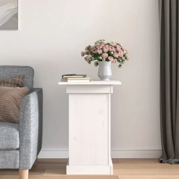 Plantestativer^Trendy blomsterstander i massivt fyrretræ | Størrelse: 40x40x60 cm | Farve: Hvid
