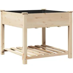 Sale Træ-haveskuffe med hylde - Havekrukke | Farve: Beige | Størrelse: 90x90x76.5 cm Plantningsbænke