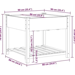 Sale Træ-haveskuffe med hylde - Havekrukke | Farve: Beige | Størrelse: 90x90x76.5 cm Plantningsbænke