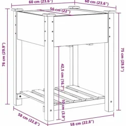 New Træholdig havekasse med hylde - Blomsterkrukke | Farve: Beige | Størrelse: 60.5x60x76.5 cm Plantestativer