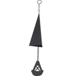 Hot Triangulära Wind Chimes Courtyard Bell Pendel Heminredning Iron Black med hängande ring för trädgård Vinddekoration