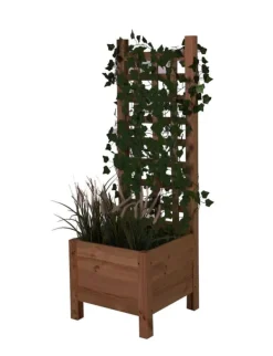 Discount Træplantekrukke med pergola RD-DNC /120x40x40cm/ Brun Krukker & Plantebeholdere