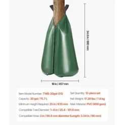 Vanding^Trævandingspose, 12 stk. 75,7 L 5-9 timers langsom frigivelse, PVC