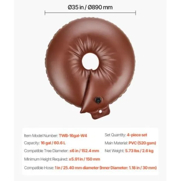 Hot Trævandingspose sæt, 16 gallon, 6-9 timers langsom frigivelse, kraftig PVC Vanding