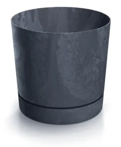 Sale Tubo P Beton Effect 240E rund urtepotte med underkop | Antracit Krukker & Plantebeholdere