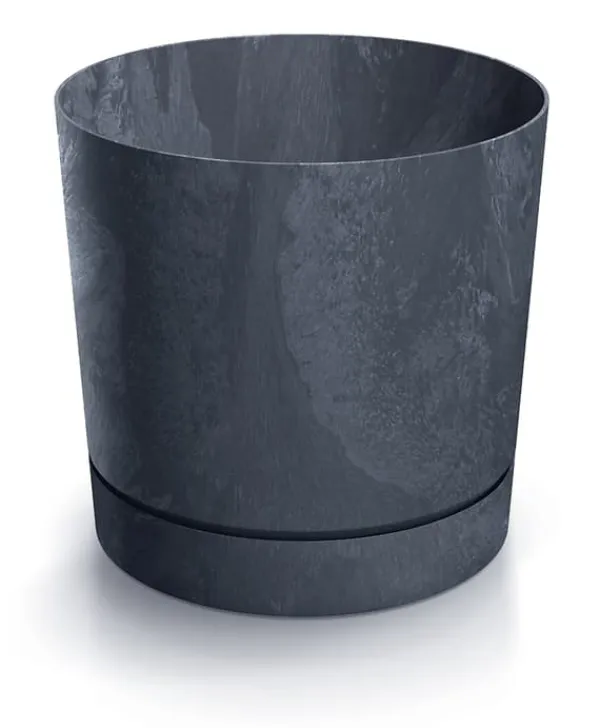 Sale Tubo P Beton Effect 240E rund urtepotte med underkop | Antracit Krukker & Plantebeholdere