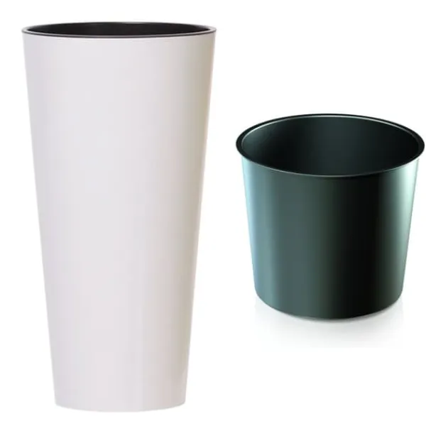 Best Tubus Slim Shine Høj Urtepotte DTUS300S | Hvid Krukker & Plantebeholdere