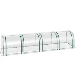 Drivhus^Tunneldrivhus 395x100x80 cm, 4 lynlåsvinduer, stålramme, transparent dug