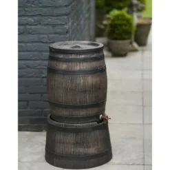 Clearance Tunnformad vattenuppsamlarbas - NATURE - 50 liter - Brun rotationsgjuten PE Regntønder